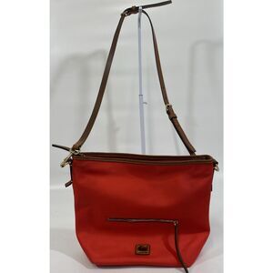 Dooney & Bourke Wayfarer Nylon & Vachetta Leather Med Red Crossbody Bag Purse